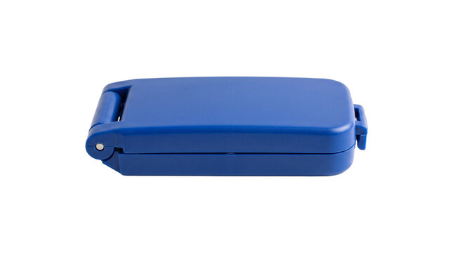 Blue plastic foldable case with hinge and latch detail PNG Isolated on transparent background