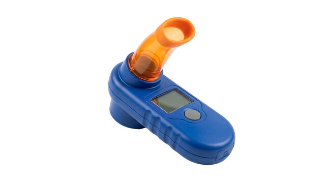 Blue and Orange Peak Flow Meter for Measuring Lung Capacity PNG Isolated on transparent background