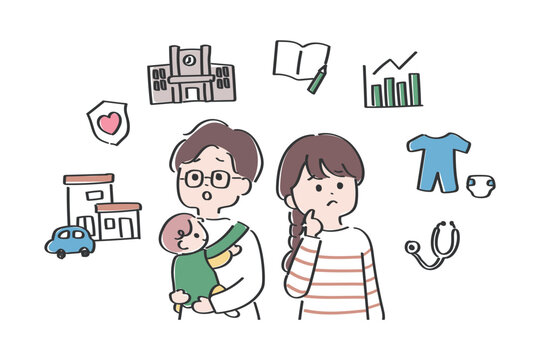 子育てに関する悩みのかわいいイラストセット