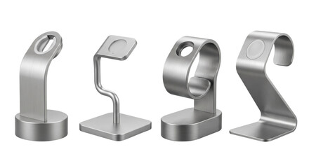 Set of metallic smartwatch charging stands and holders © PNG Lab