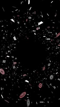 Pieces of Clock Technology Endless Animation, Background, on Alpha Channel Loop
