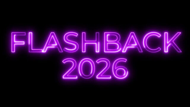 Flashback 2026 Purple Neon Text Glowing Animation