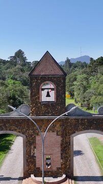 Graciosa Portal In Curitiba Parana Brazil. Highway Interchange Crossing City With Traffic Jam. Agriculture Field. Rural Landscape. Curitiba Parana.
