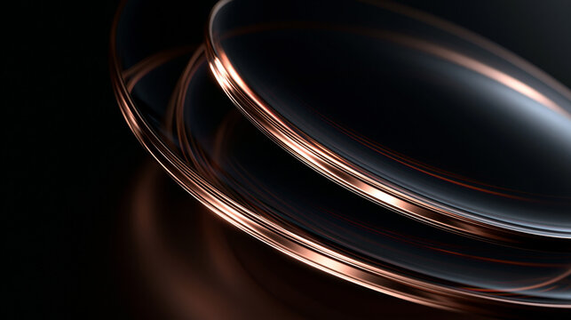 Abstract Luxury Rose Gold Rings with Curved Glass Elements
