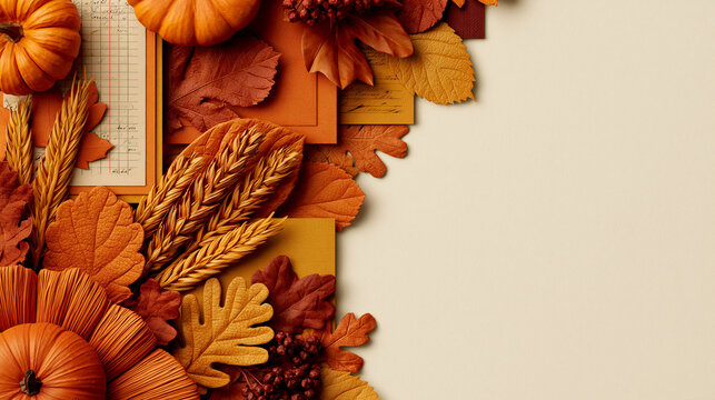 Autumn Harvest Background with Pumpkins and Copy Space