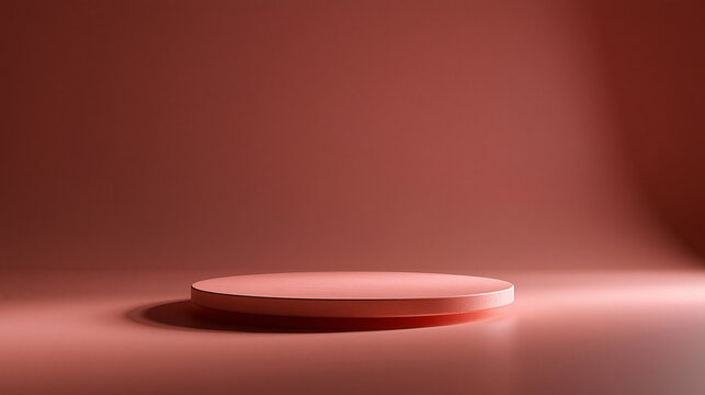 Empty Round Podium for Product Presentation on Pink Background