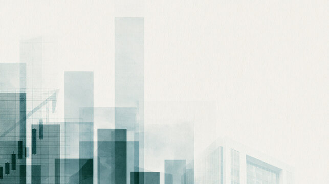 Abstract Business Chart Overlaid on Modern City Skyline