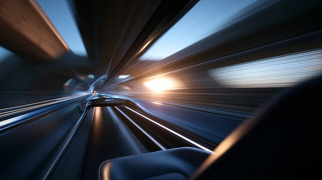 Futuristic Hyperloop Vehicle Speeding Through High-Tech Tunnel