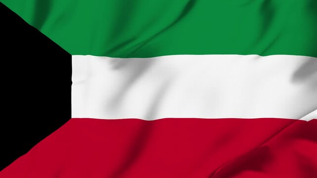Kuwait flag loop animation with fabric texture, seamless waving background