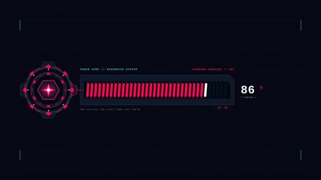 Sci-Fi HUD Overdrive System Charging Sequence Loading Bar Animation