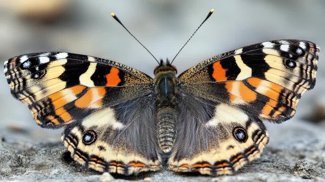 A male Monarch butterfly with distinctive orange and black patterns