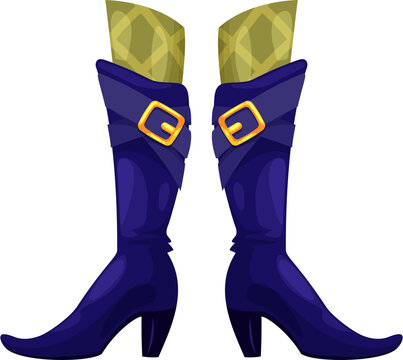 Cartoon legs of gnome elf, hellcat shoes isolated