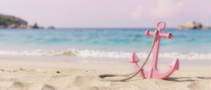 Pink Anchor on Beach