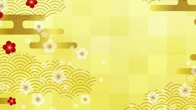 Gold Japanese Traditional Floral Pattern 4K