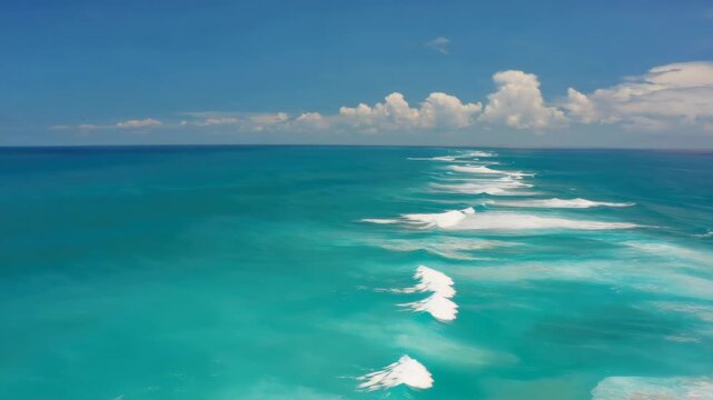 Spectacular blue ocean waters with waves