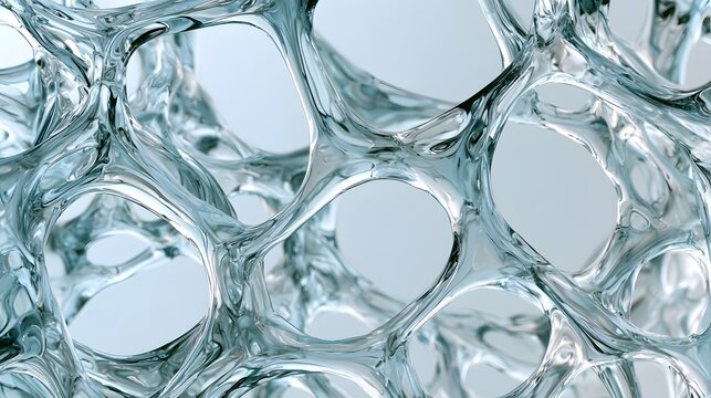 Intricate liquid glass cellular pattern, resembling organic structures, cosmetic product or medical concept background, 3d rendering Stock Illustration