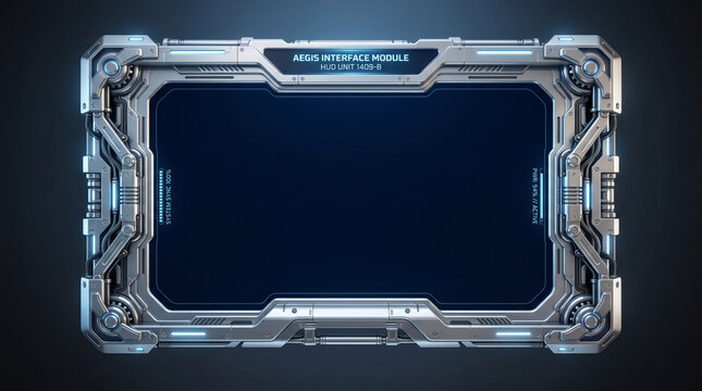 Futuristic scifi hud metal interface module frame