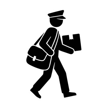 icon silhouette postman vector illustration