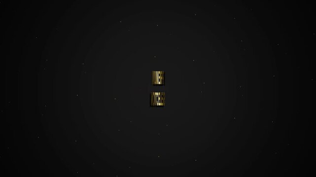 Elegant Golden Metallic Colon Punctuation Symbol Isolated on Dark Textured Background