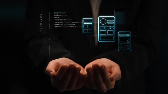 UI UX mockup showing application layout, structure, and code interface. UI design defines user flow, UI design improves clarity, UI design enhances experience, and UX design supports logic. Marrow