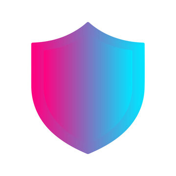 Protective shield graphic with pink and blue gradient isolated