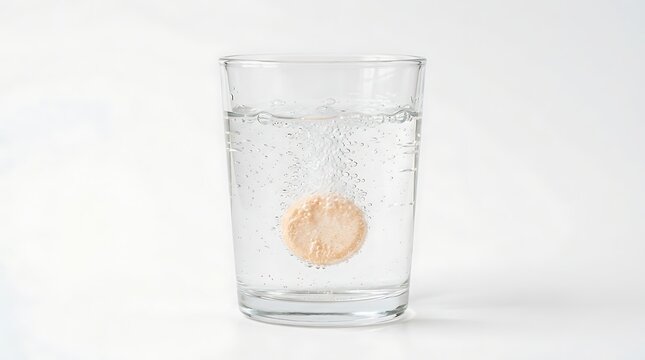 A glass of water with an effervescent tablet dissolving in it