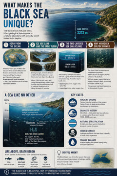 Black Sea Infographic: Anoxic Deep Waters, Halocline and Hydrogen Sulfide