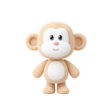 Cute 3D Cartoon Monkey Character on Black Background