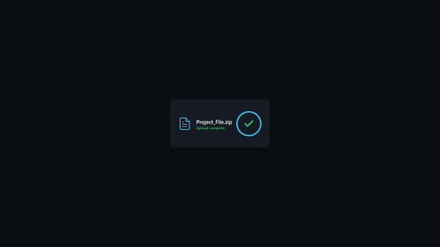 File upload process interface set on dark background