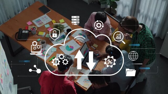 Team Collaboration Over Cloud Technology With Visual Data Analysis and Creative Brainstorming Sessions in a Modern Office Environment. Entropy.