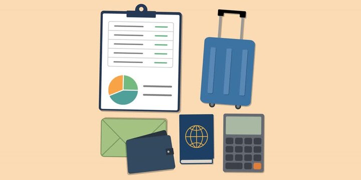 Travel savings, holiday budgeting and planned contributions toward a family trip. Family vacation fund concept scene. Travel savings management and vacation financial planning process.