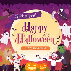 Fototapeta premium ハロウィンのモンスターたちのフレーム1_正方形