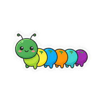 Colorful caterpillar character isolated on transparent background