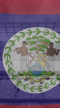 Animation of waving flag of belize over sport stadium
