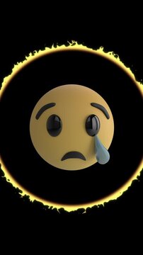 Animation of circle with emoticons over black background