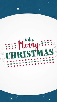 Animation of christmas greetings text, decorations and snow falling on blue background