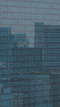 Binary numbers animating over cityscape with tall buildings
