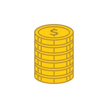 Stack of gold coins with dollar sign icon symbol for finance savings investment and wealth vector illustration