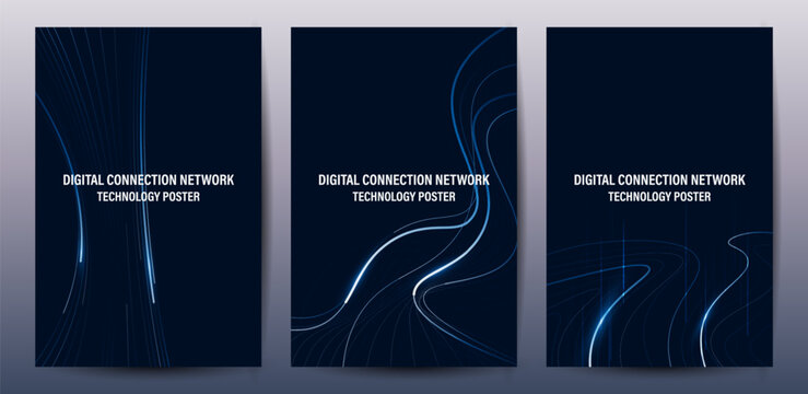 Futuristic digital glowing blue lines technology background with Innovation and connection network background for tech event poster or presentation business