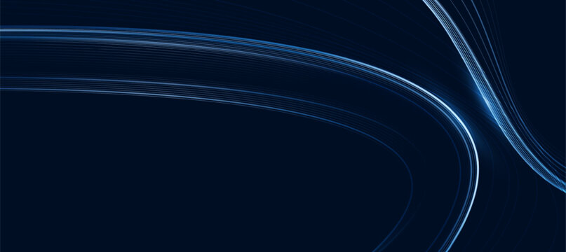 Abstract Blue Digital Technology Background with Futuristic Glowing Curves and Dynamic Light Waves