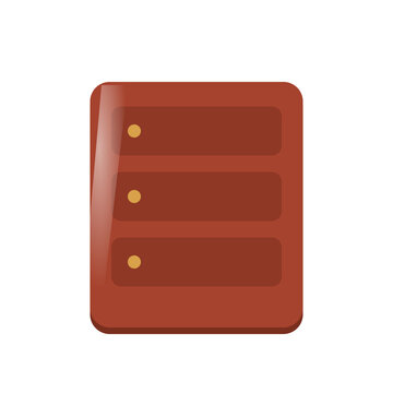 Flat brown server rack icon with glowing indicator lights symbolizing wireless network data storage and secure hosting