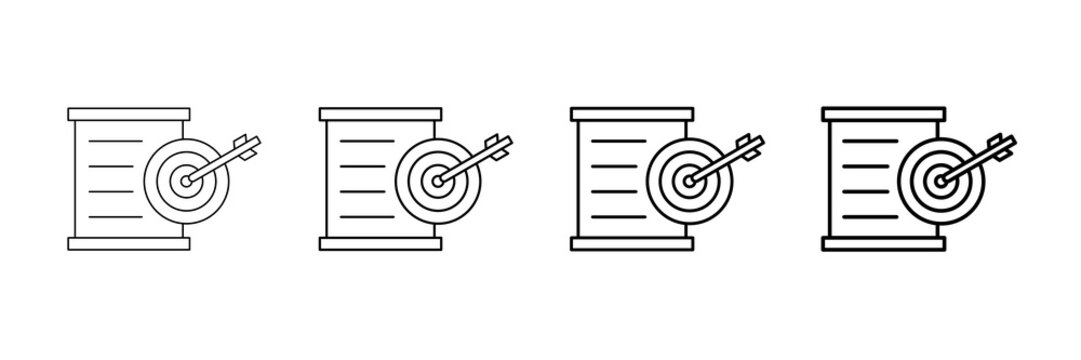 Goal Target Icons Vector Set In Different Stroke Line Style