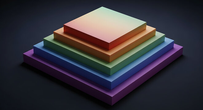 Colorful Geometric Pyramid of Square Blocks.
