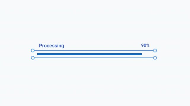 Animated blue progress bar showing Processing status with a clean minimal interface design for software, technology, data processing, and digital workflows.