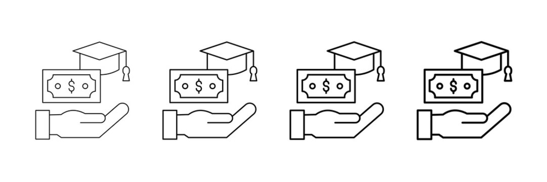 Tuition Support Icons Vector Set In Different Stroke Line Style