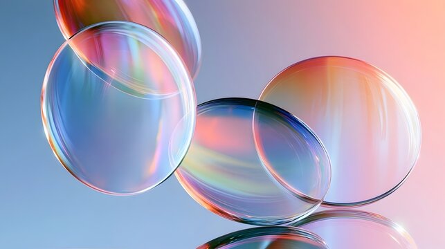 Iridescent glass plates with dispersion effect on a gradient background