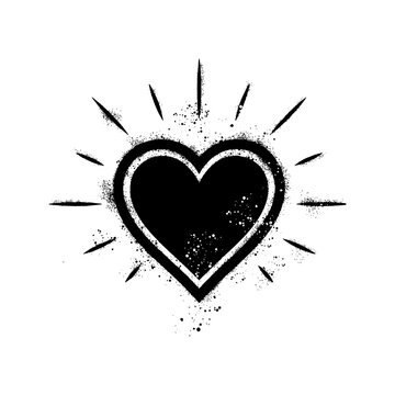 Black Grunge Heart Stencil Spray Paint Vector Illustration Icon