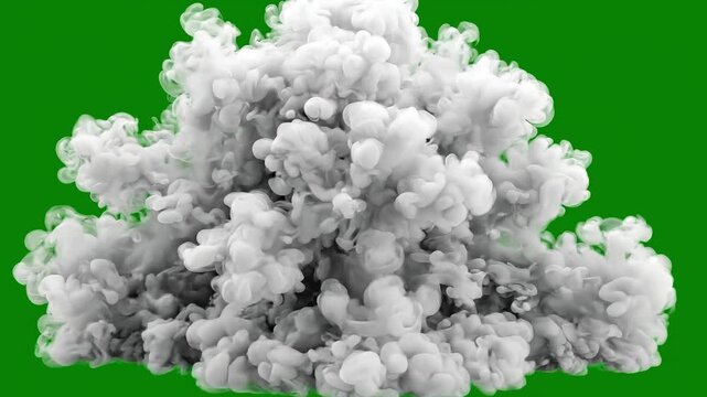 Large explosion smoke isolated on green screen for visual effects compositing