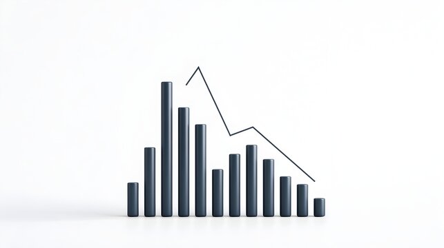 white background Economic crisis, financial background. Financial graph chart falling,global economic recession, stock market crash, growth inflation.