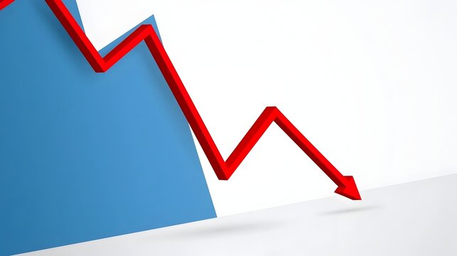 white background Economic crisis, financial background. Financial graph chart falling,global economic recession, stock market crash, growth inflation.